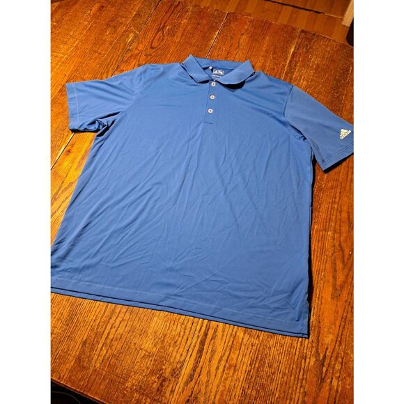 Adidas Golf Polo Shirt XL Blue PureMotion Short Sleeve 3-Button Pullover - Picture 1 of 2